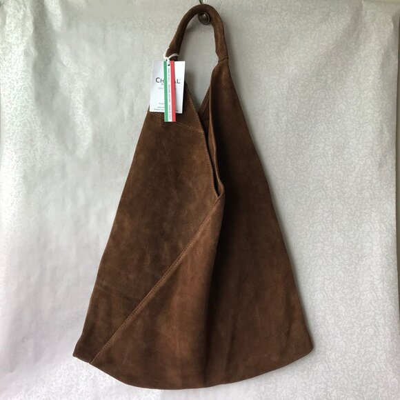 CHEVAL Firenze  Suede Genuine Leather Hobo Bag w Pouch  Made In Italy - Picture 1 of 9